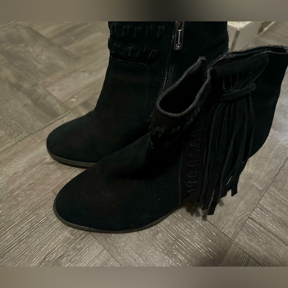 Jessica Simpson Chassie Black Suede Block Heel Booties - Picture 1 of 14